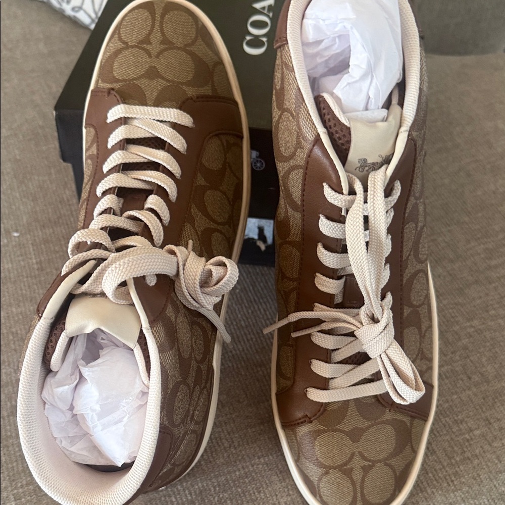 Coach khaki/SaddleMonogram Low-Top Sneaker with Cream Sole - Picture 2 of 5